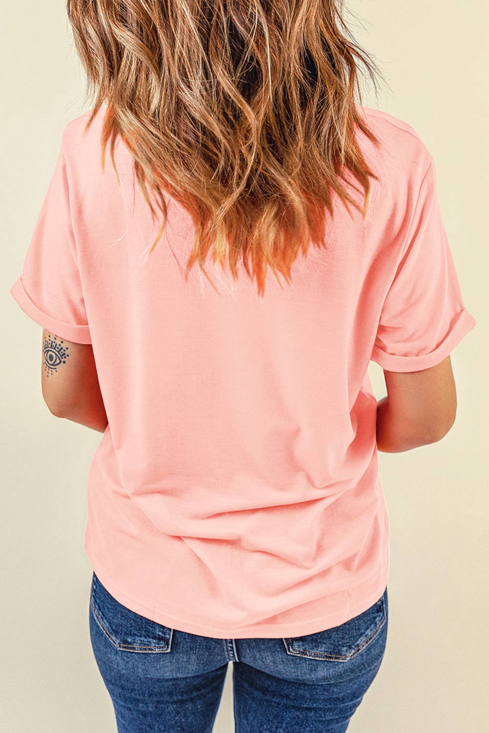 LDC Casual Plain Crew Neck Tee: Rose Red / 2XL