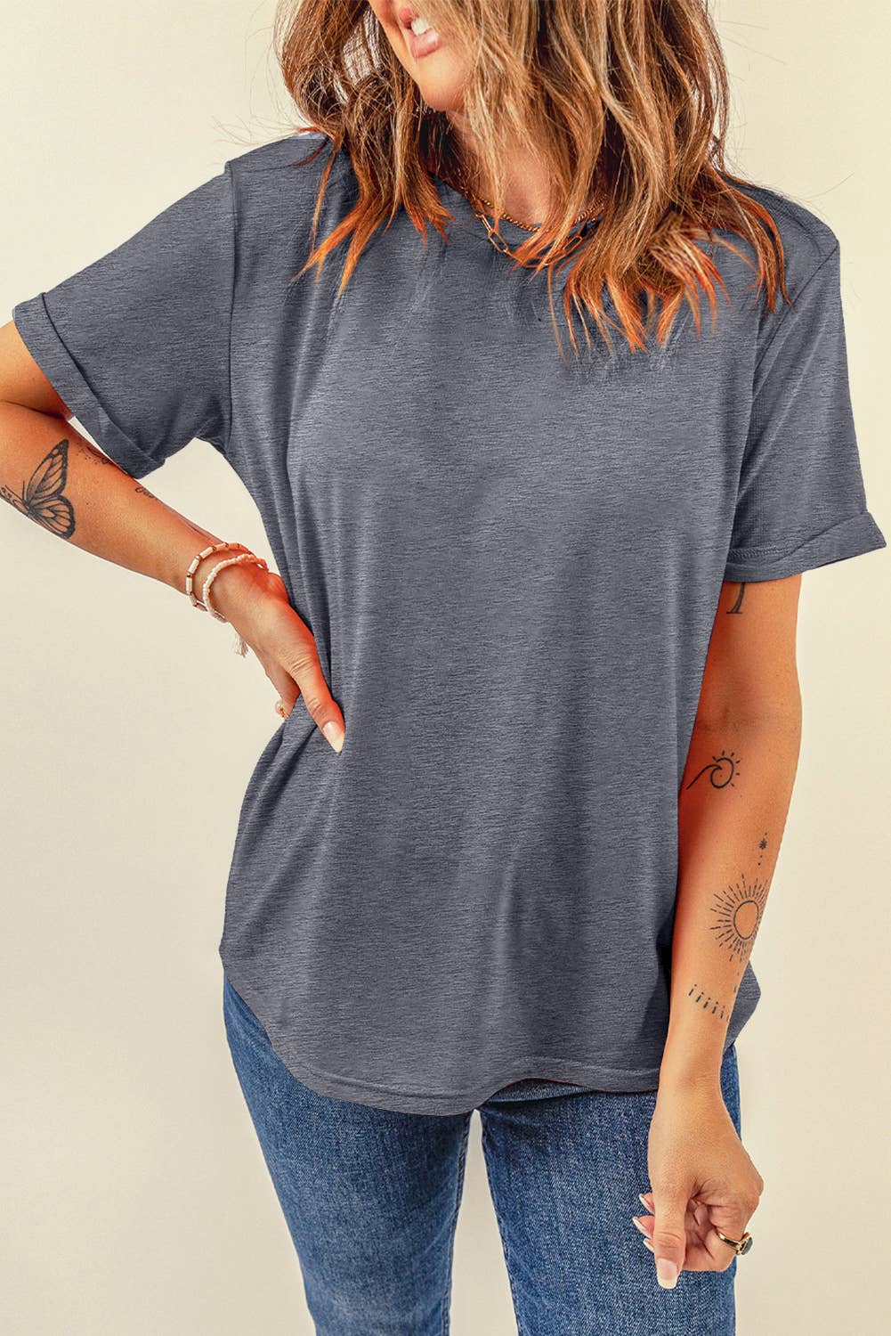 LDC Casual Plain Crew Neck Tee: Black / M