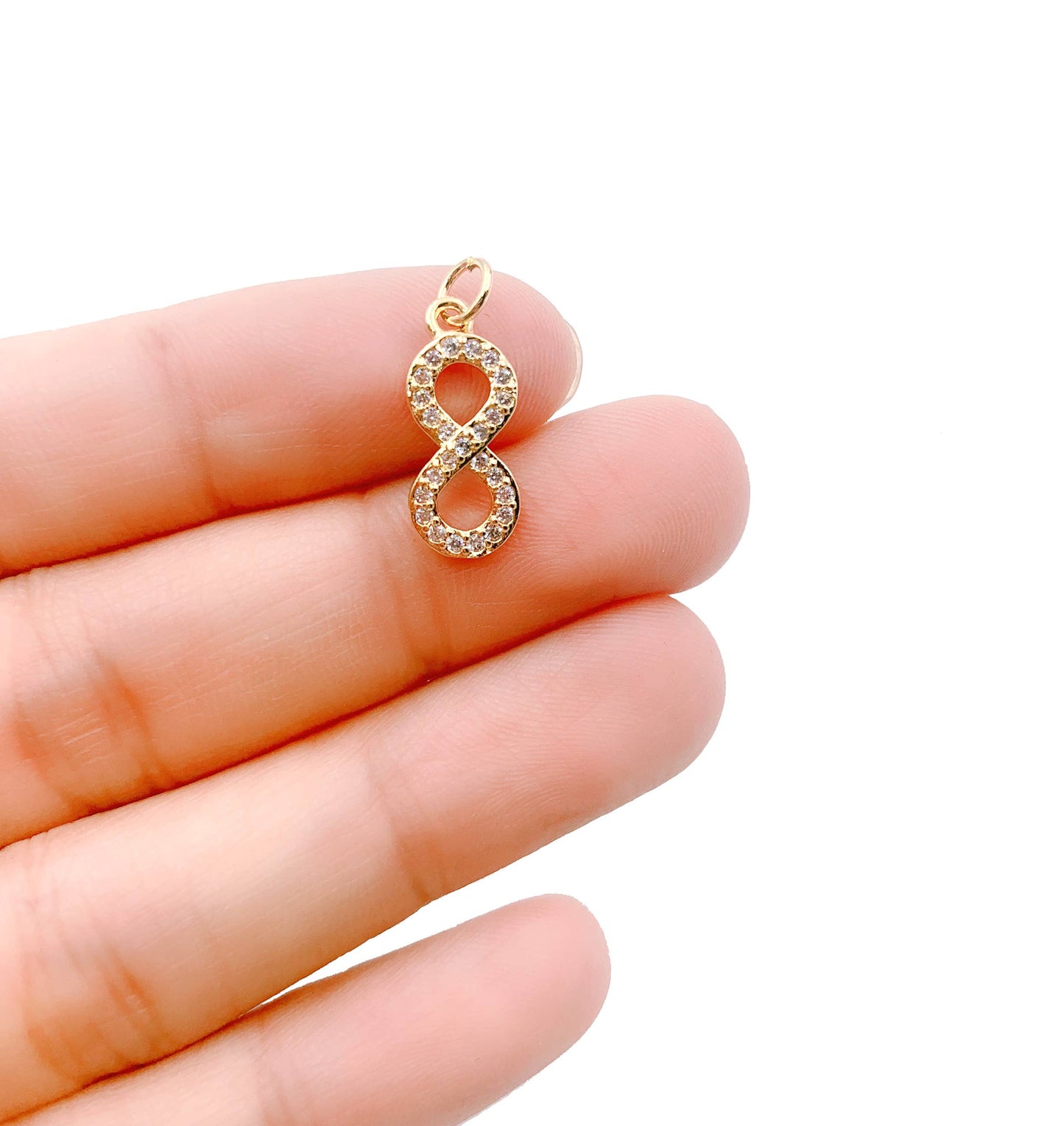 Gold Filled Infinity Charm Pendant CZ Micro Pave, CP1111