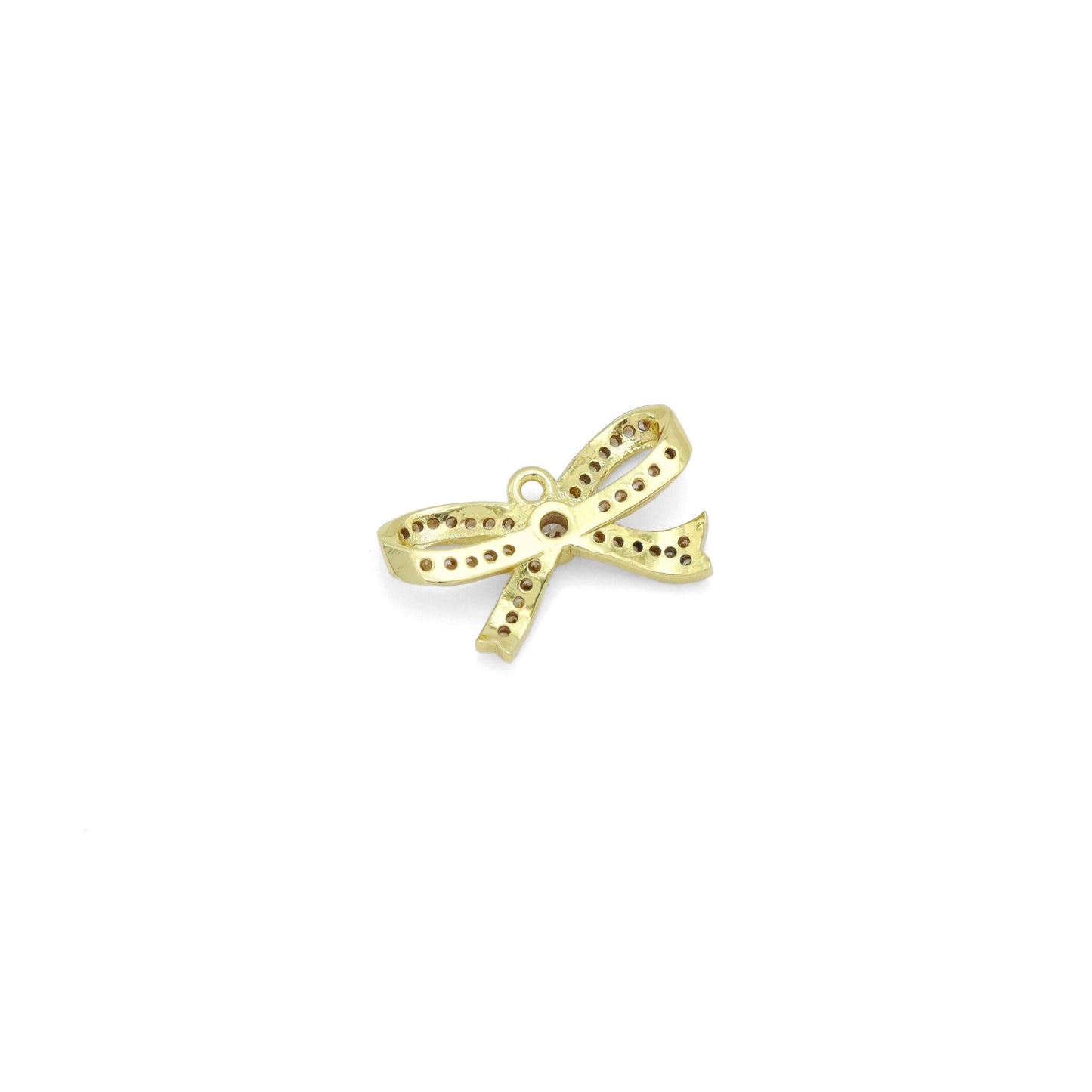 Clear CZ Gold Silver Bowknot Charm Pendant, Sku#A314: Silver