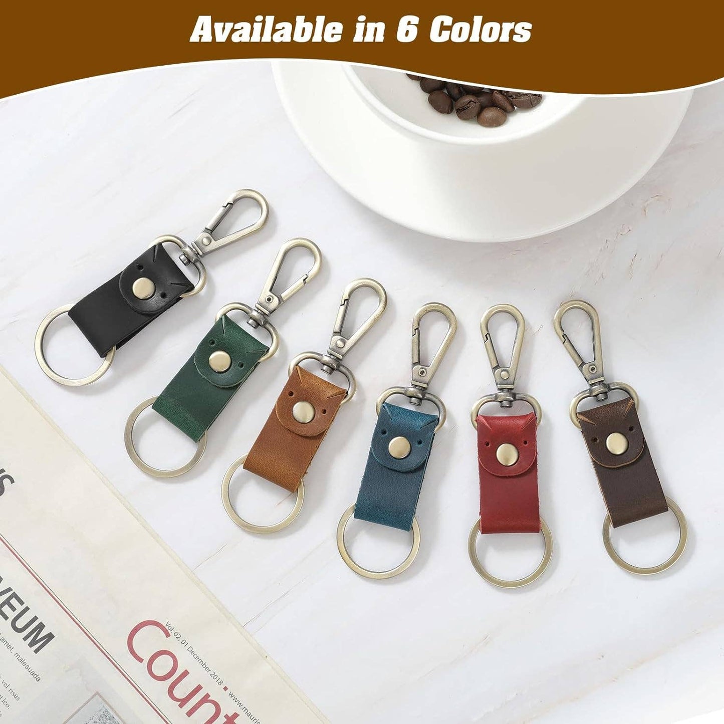 Genuine Leather Keychain, Small Keychain for Man and Women: Dark Brown