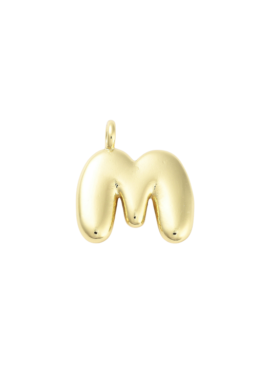 * Gold Bubble Letter "M" Charm