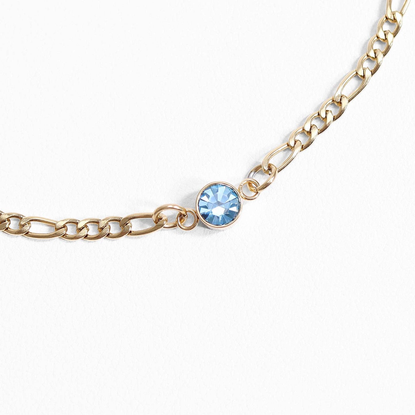 18K Gold PVD Stainless Steel Birthstone Connector Charm: December / Blue Zircon