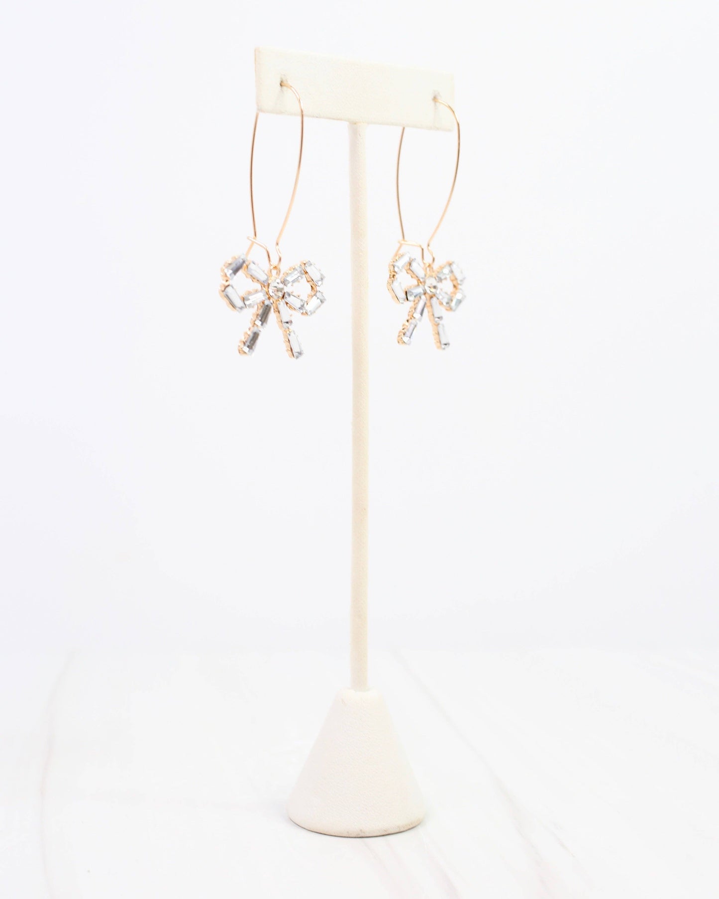 Fresno Crystal Bow Earring Gold: Default