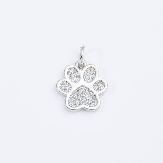 Gold Filled Paw Print Charm, Dog Cat Paw  Pendant CP1661: Silver