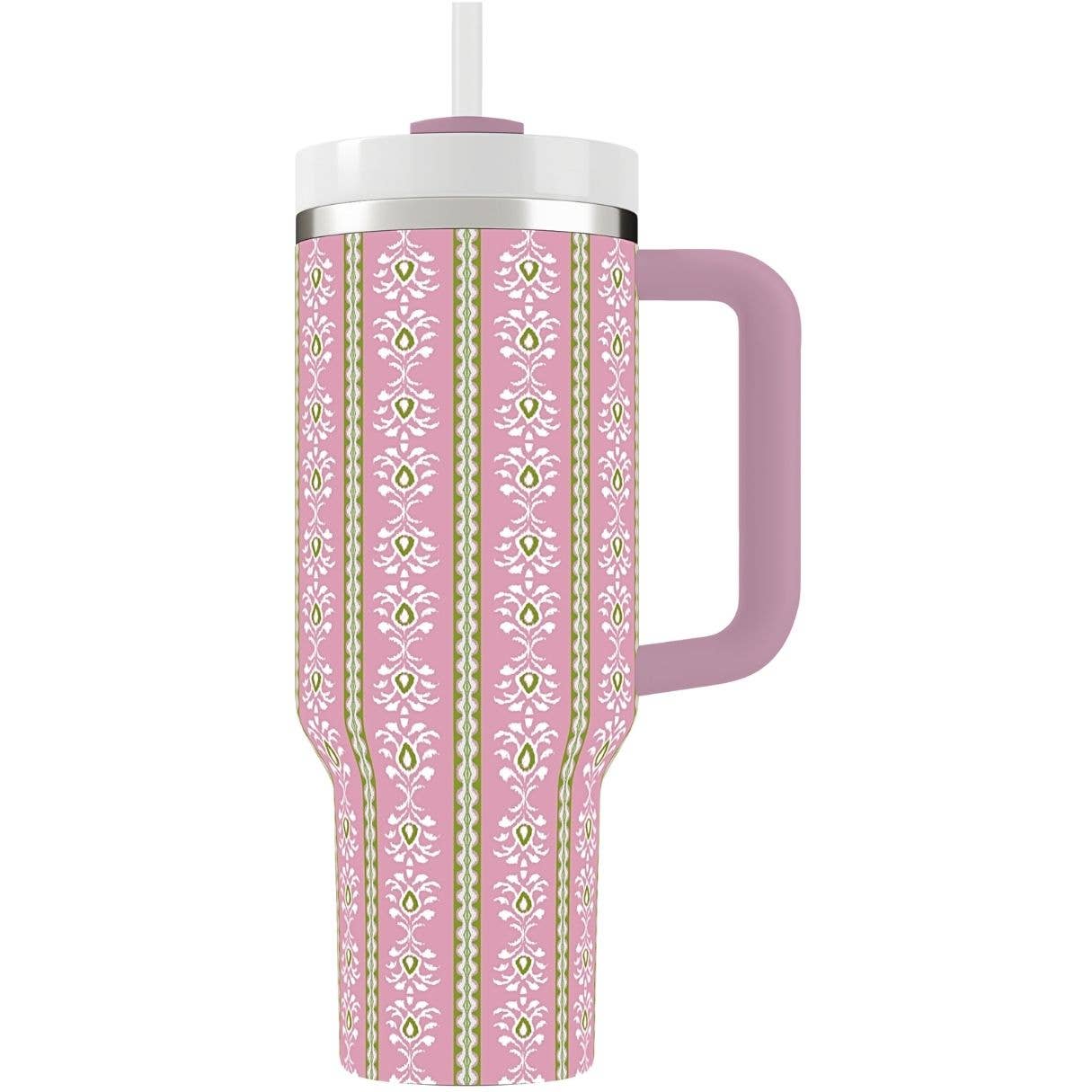 Rosemary Stripe Pink 40 oz. Travel Tumbler: One Size