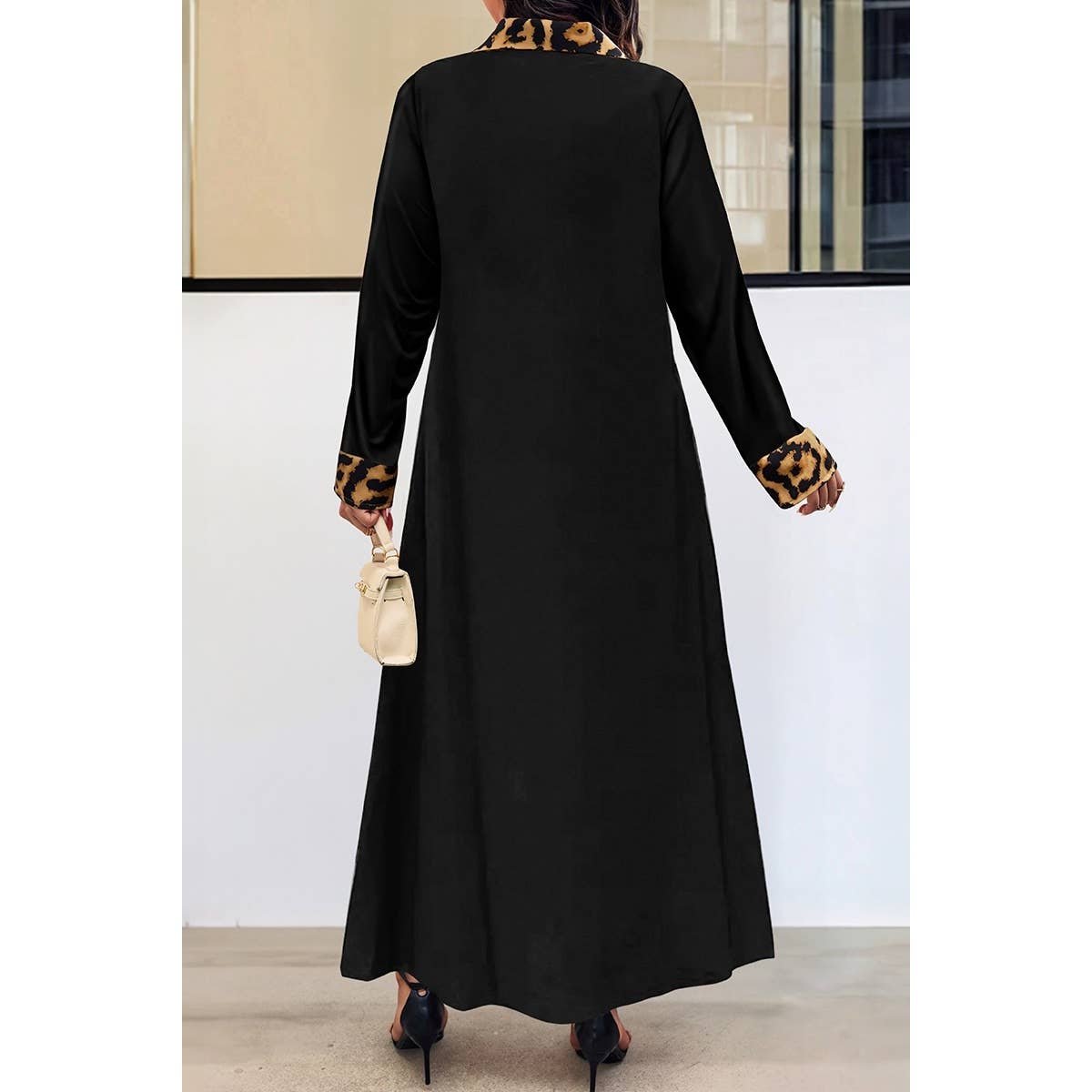 Lisa Plus Size Leopard Print Elegant Long Sleeve Dress