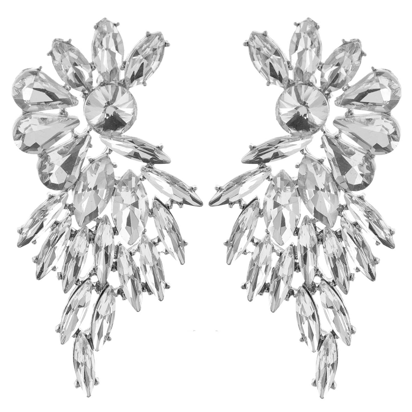 Rhinestone Crystal Petal Cluster Wings Drop Earrings: Fuchsia ey12110gfu