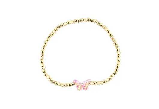 Youth Butterfly Bracelet, Gold + Pink Multi