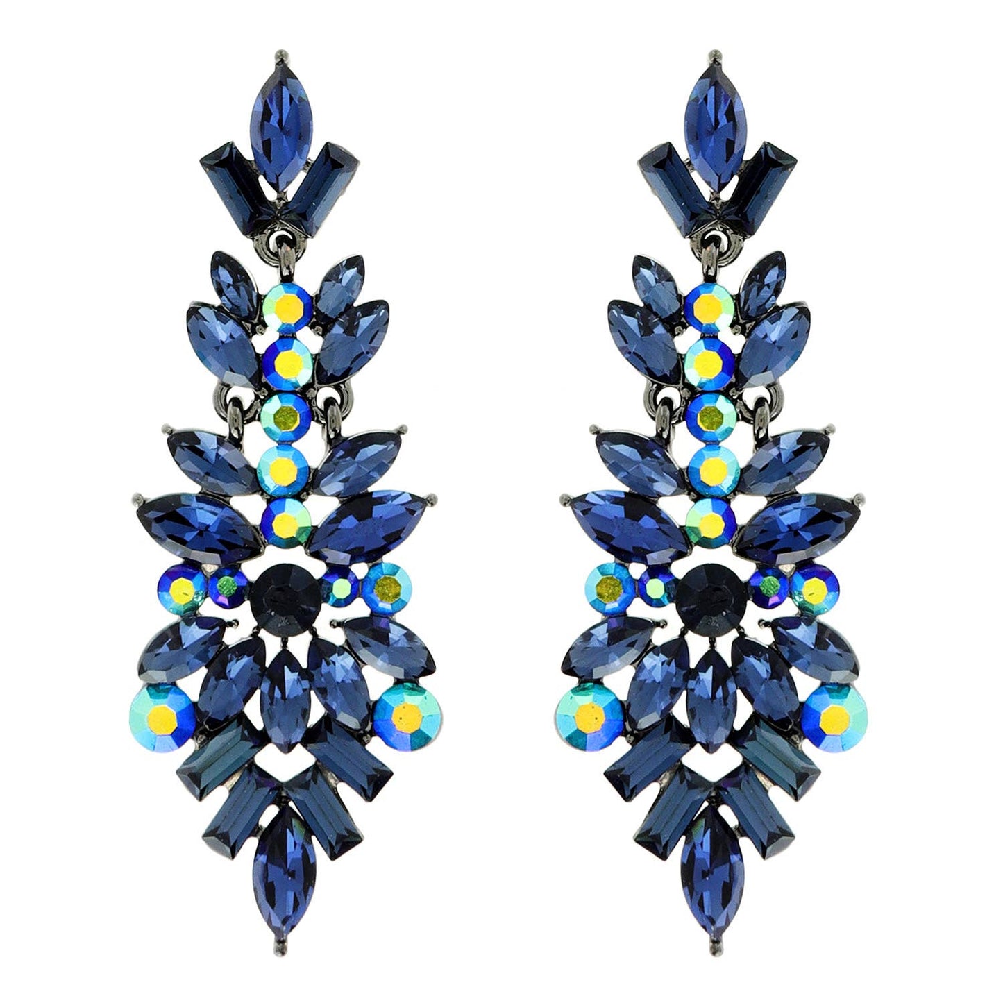 Gemstone Cluster Chandelier Earrings: Green