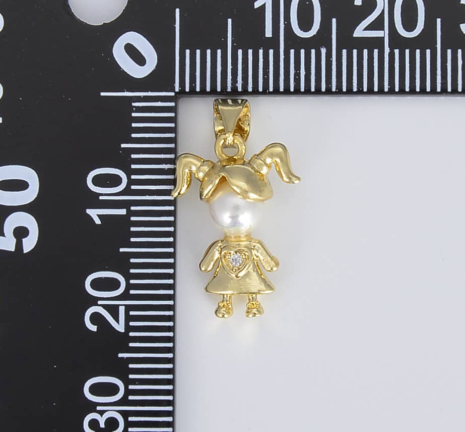 Dainty Boy  Charm with Pearl Pendant, Mother's Gift: Boy