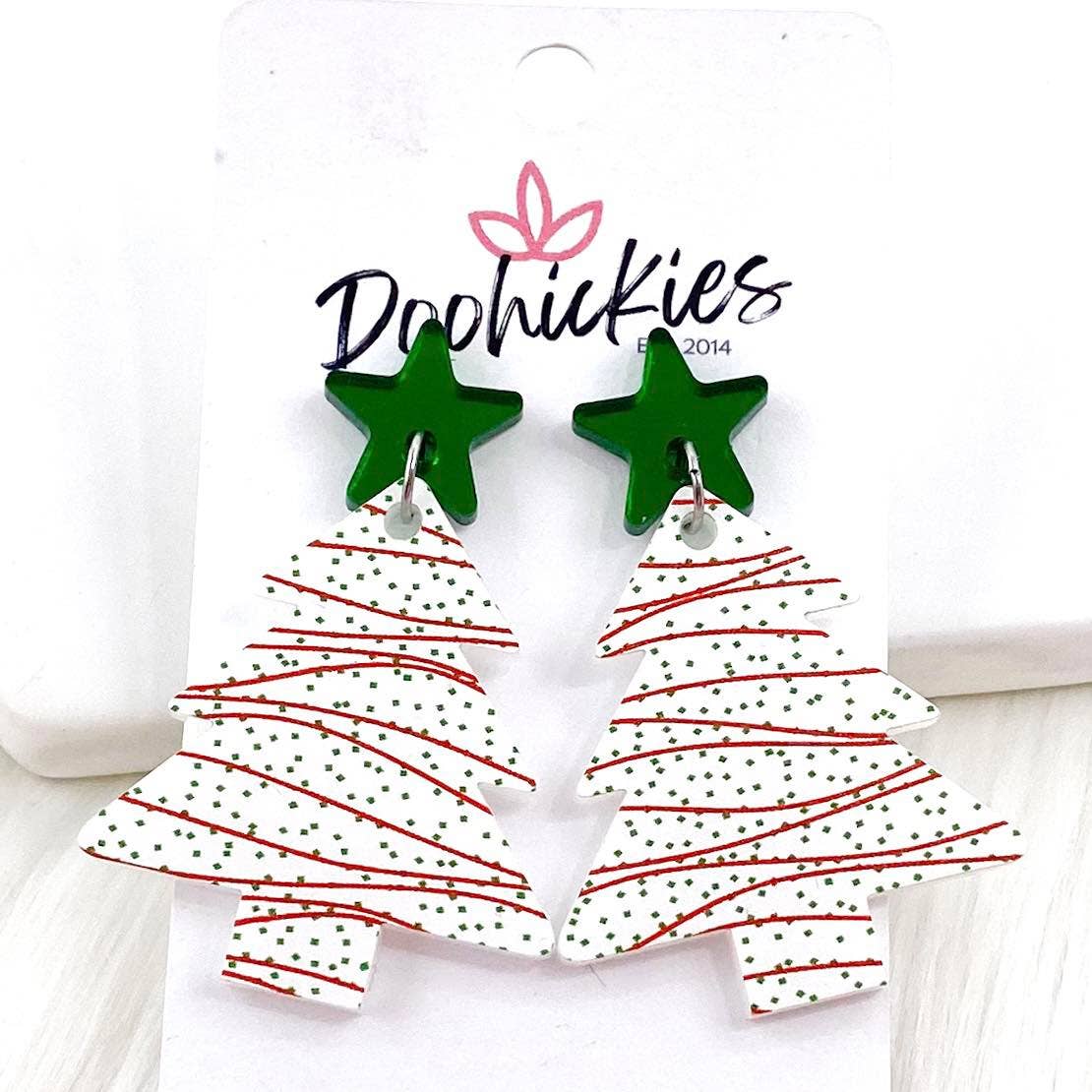 2" Green Star & Festive Tree Acrylic Dangles