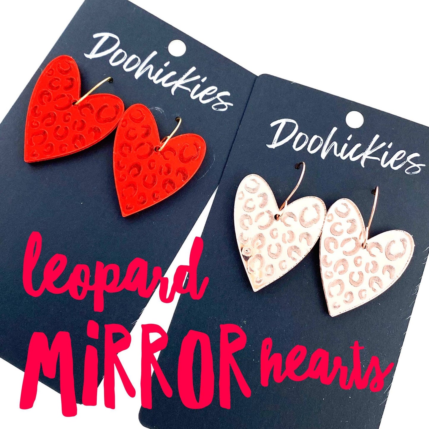 Leopard Mirror Hearts: Rose Gold