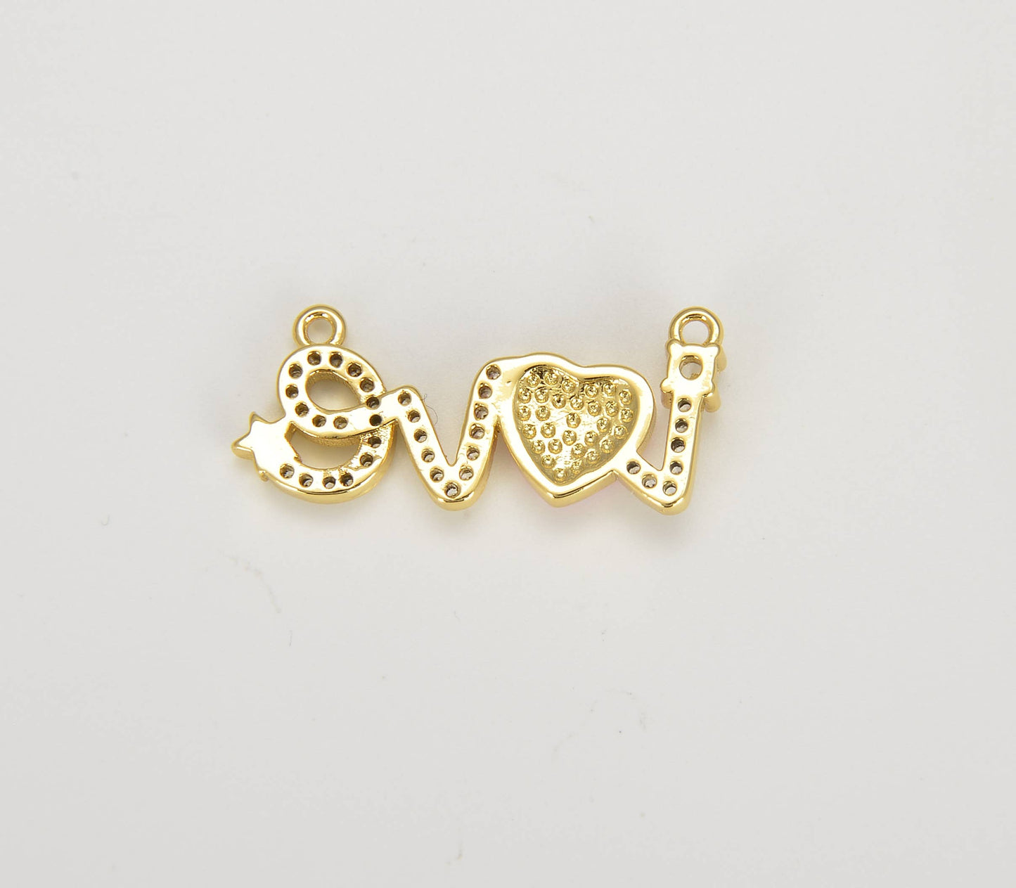 18K Gold Filled Love Word Micro Pave Charm Connector CN383