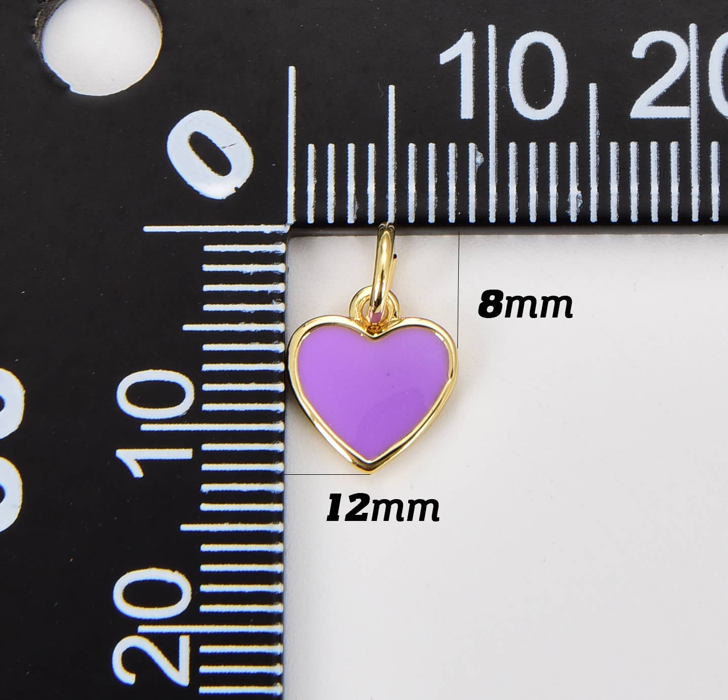 Enamel Heart Charm Pendant in Gold Filled, CP1104: #10 Hot Pink