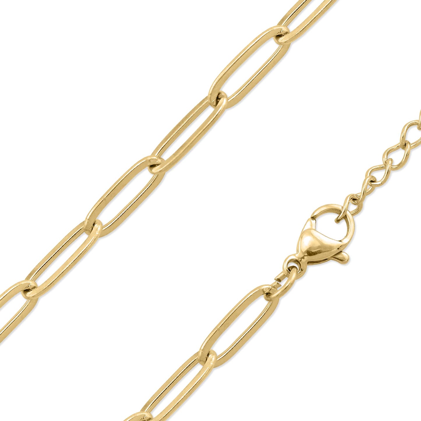 18K Gold Paperclip Chain Necklace: 14+02" / 4mm