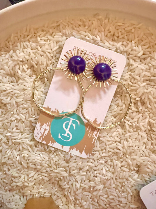 Purple sunburst hoops