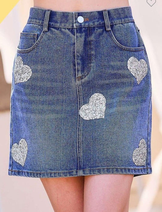 Hearts for Days, Denim Skirt