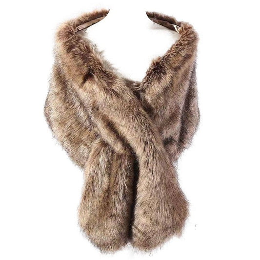 Over Size Faux Felt Fur Insert Shawl Wrap: Taupe