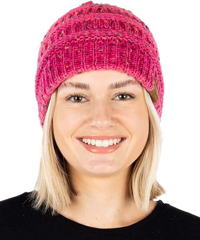 Confetti Knit Beanie - Faded/Variegated Bubble Gum Pink