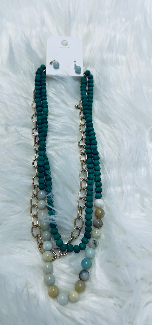 Layered Necklace, Kelly Green